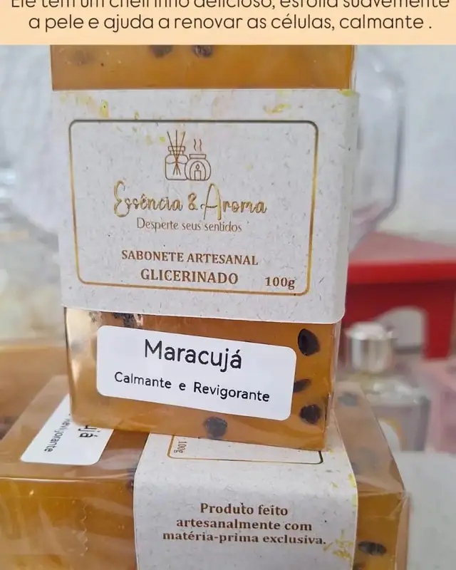 Sabonete artesanal de maracujá, da Essência & Aroma